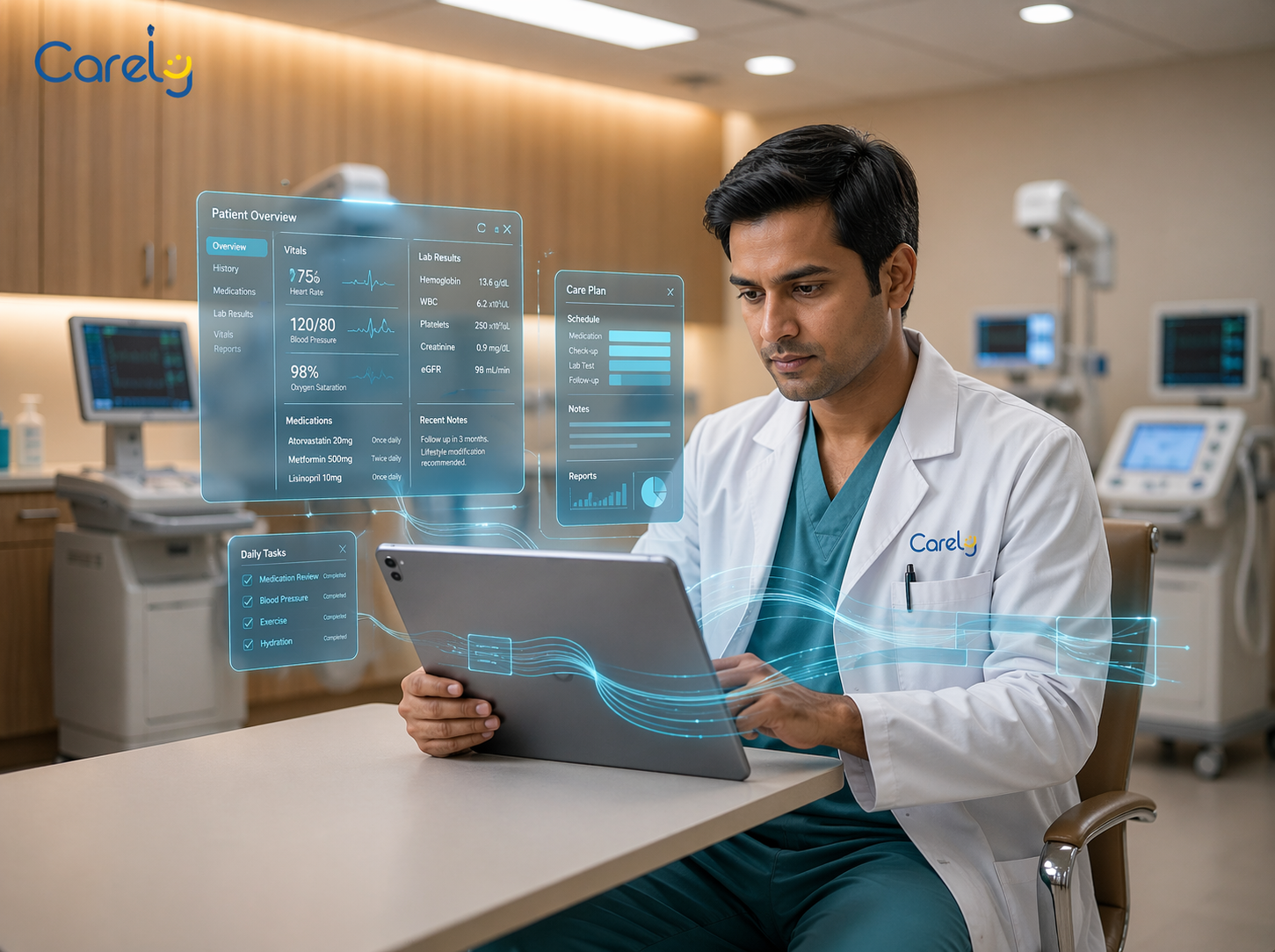 Healthcare provider checking patient