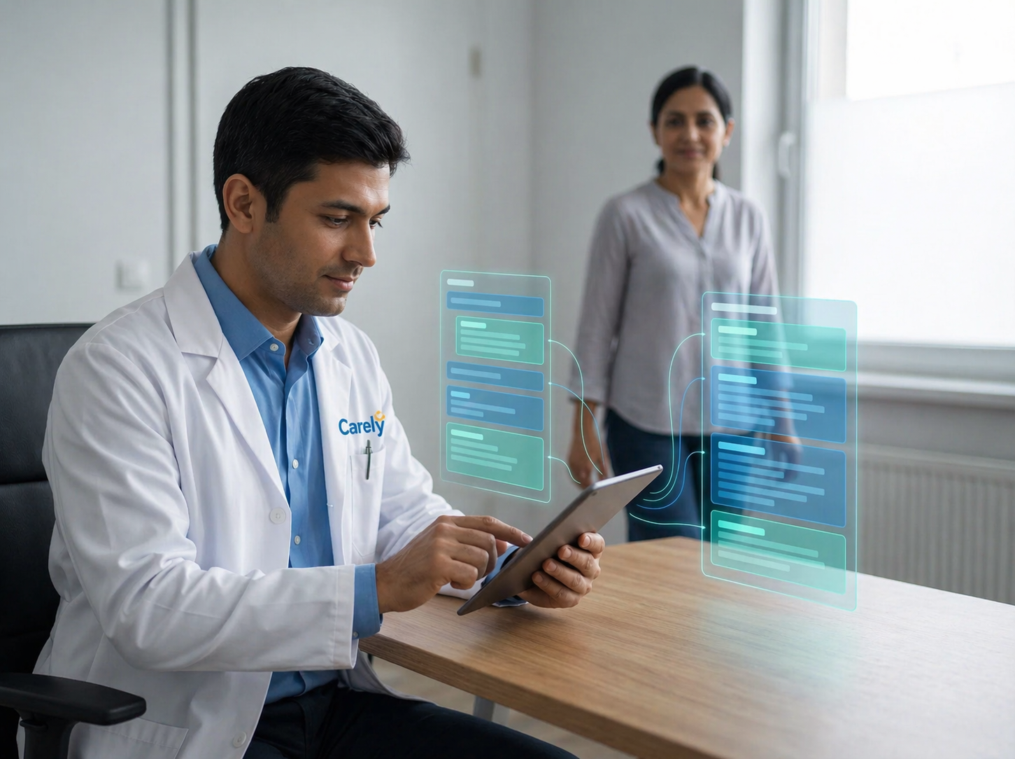 Healthcare provider using tablet